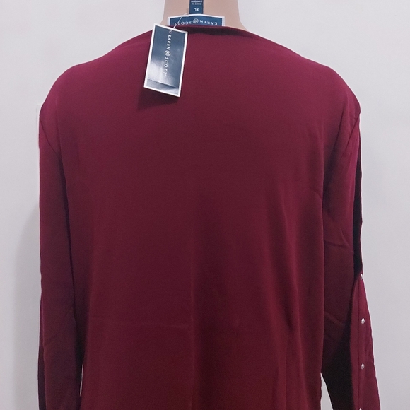 KAREN SCOTT Womens Long Sleeve Crop Neck Top Shirt - Picture 2 of 5